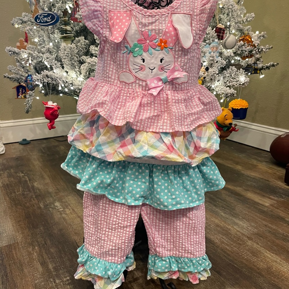 Rare Editions Pink and Blue Bunny Kids Matching Set